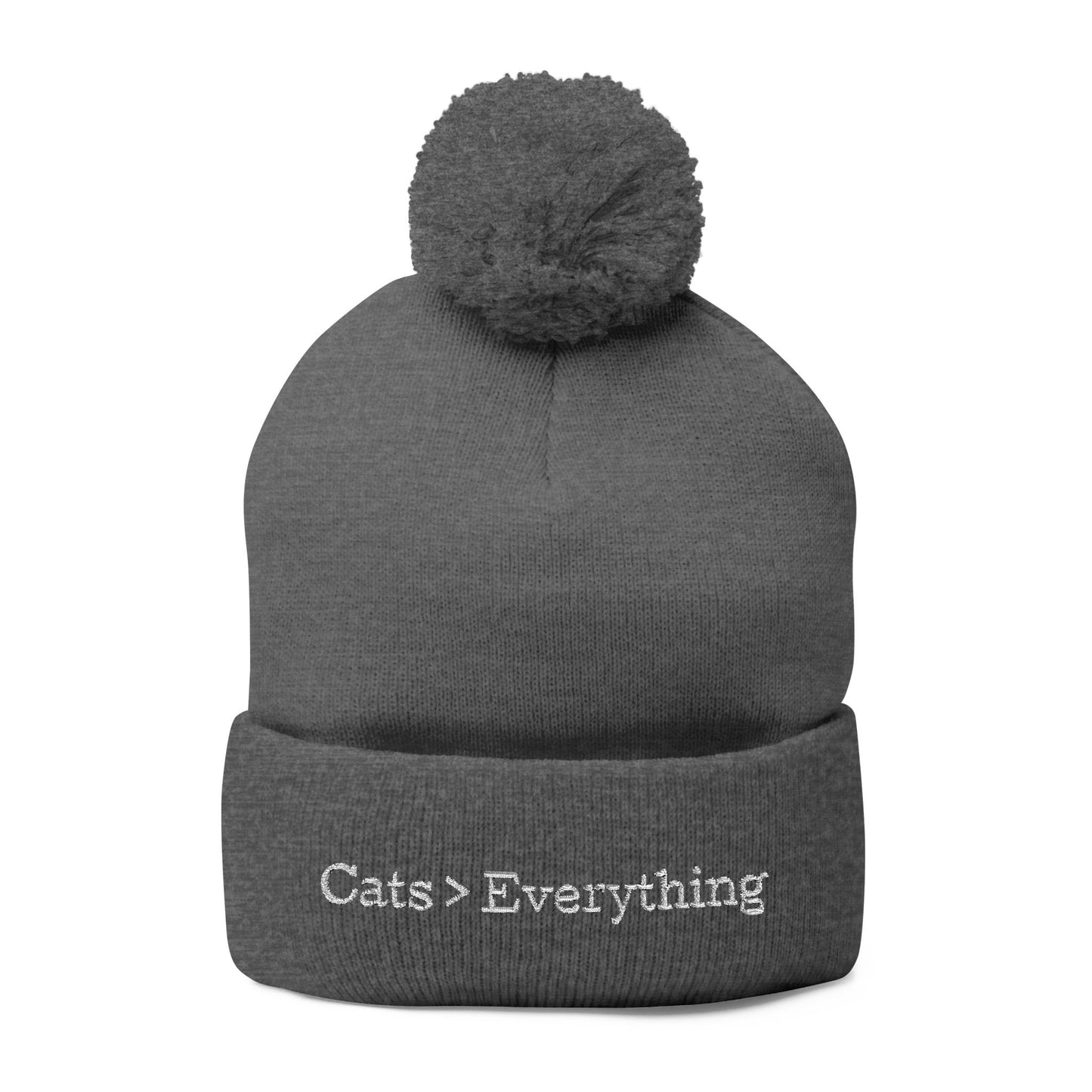 Cats > Everything Embroidered Pom-Pom Beanie